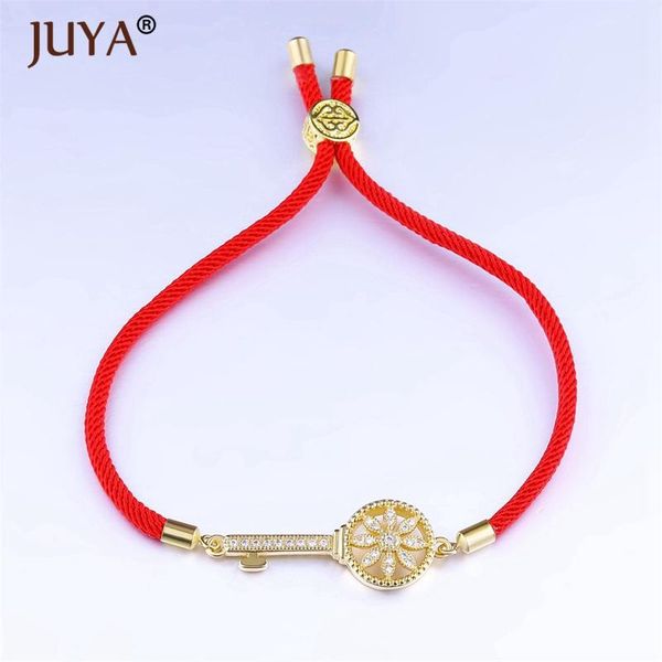 

charm bracelets red rope bracelet women fashion jewelry copper zircon key & bangles adjustable braslet, Golden;silver