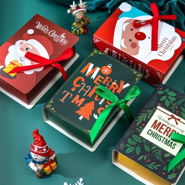 

gift wrap 4pcs bags book shape merry christmas candy boxes santa claus box navidad natal noel party decoration supplies