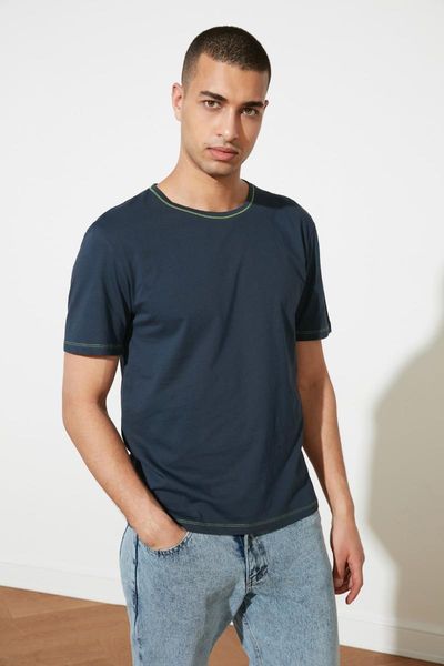

men's t-shirts trendyol male short sleeve stitch detail slim fit t-shirt tmnss21ts0314, White;black