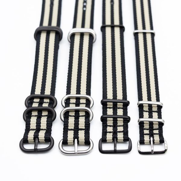 

watch bands premium wristband durable nylon strap 18 20 22 24mm replacement band suitable for parties business sports black beige, Black;brown