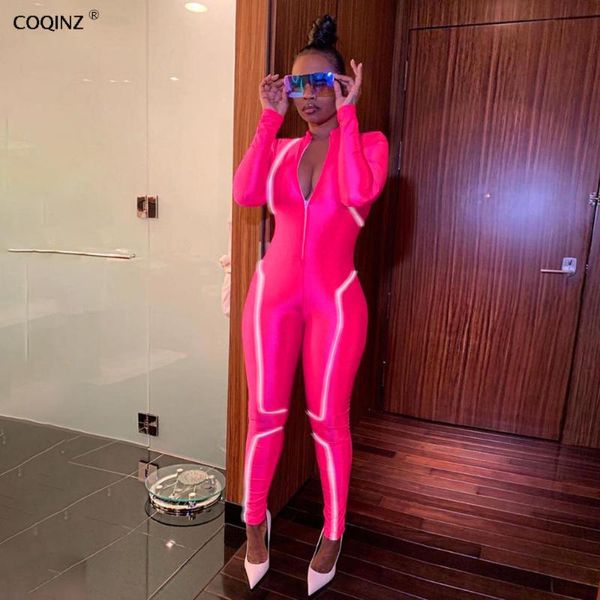 

women's jumpsuits & rompers long sleeve bodysuit women reflect jumpsuit womens elegante overalls body patchwork clothing 2021 winter p1, Black;white