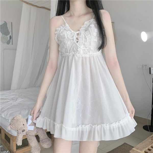

casual dresses kawaii summer dress women 2021 cute lace v neck beauty back suspender nightdress vestidos sweet girl mini sling, Black;gray