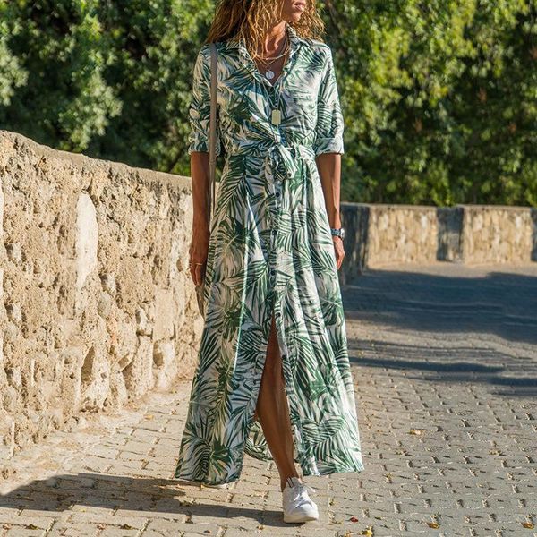 

casual dresses office work slim high waist lace up chiffon shirt dress spring leisure women print floral bohomian vestidos, Black;gray