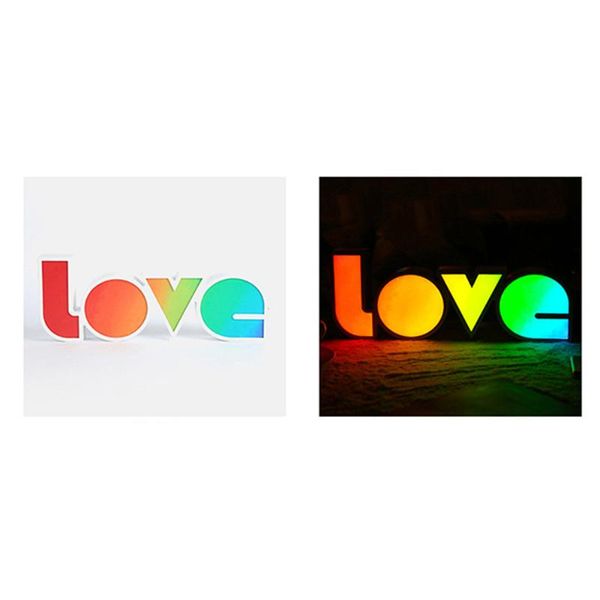 

party decoration nightlight box lamp light up love sign decor led letter lights 5v for wedding/birthday rainbow color bedroom