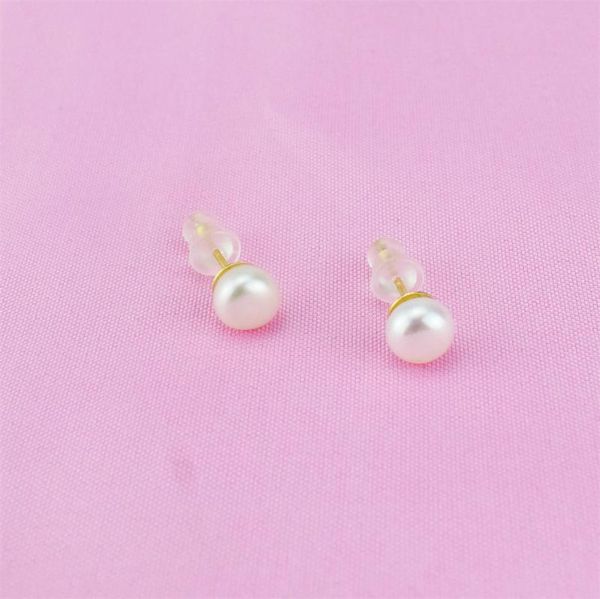 

stud capbus single pearl earrings soft and light luxury wedding 18k gold-plated ladies simple monotonous jewelry gift, Golden;silver