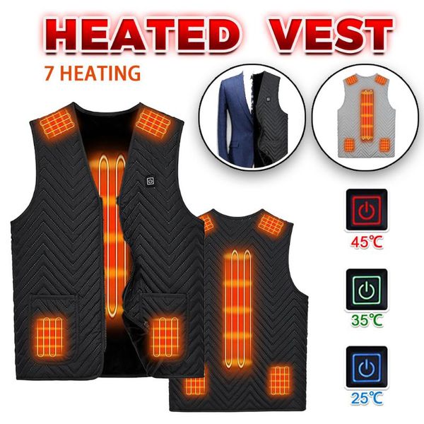 

areas heated vest jacket usb winter electrically sleeveless outdoor fishing hunting waistcoat hiking women's vests, Black;white