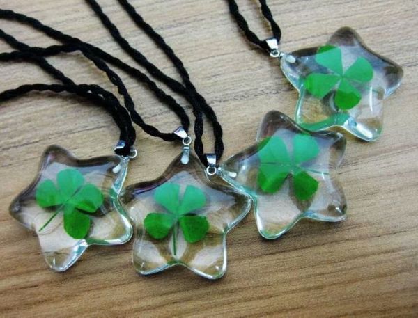 

100 pcs fashion real four leaf clover star design lucid color pendant, Silver