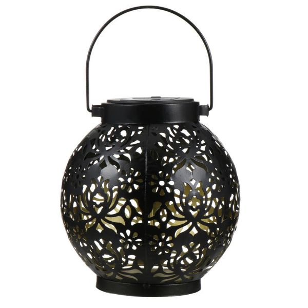 

solar lamps 1pc yard outdoor waterproof lantern hollow out light with handle