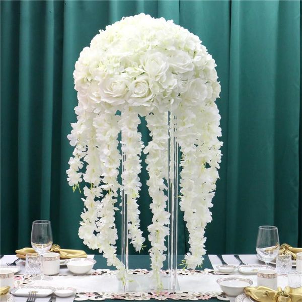 

35/45/50cm artificial flower table centerpiece wedding decor road lead bouquet diy wisteria vine ball silk party event decorative flowers &