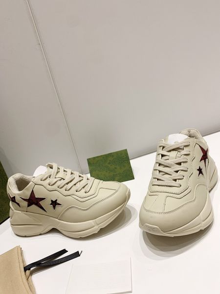 

dad shoes five pointed star pattern printed thick bottom lovers casual shoes of postage, Black