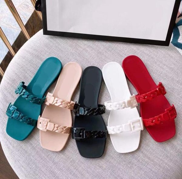 

2021 luxury classic designers fashion women slipper sandals flat jelly summer casual beach wedding party flip flops fisherman platform dress, Black