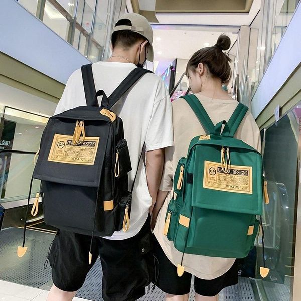 

school bags korean female middle student schoolbag double shoulder bag male printed high-capacity travel business computer