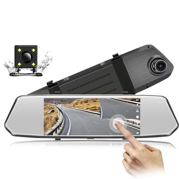 

inch mirror 1080p car dvr stream media super night vision touch screen camera dash cam parking mode recorder dvrs