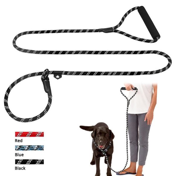 

dog collars & leashes slip collar choke leash pet p-leash reflective nylon dogs training walking leads handle control for running hiking