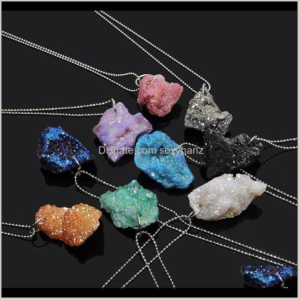 

pendant necklaces & jewelrynatural women irregular natural crystal necklace druzy pendants stone jewelry 10 colors drop delivery bu5s9, Silver