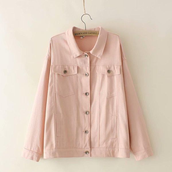 

plus size outerwear & coats autumn women jacket size&curve clothing 2021 casual fashion simple leisure denim cotton long sleeve coat, Black