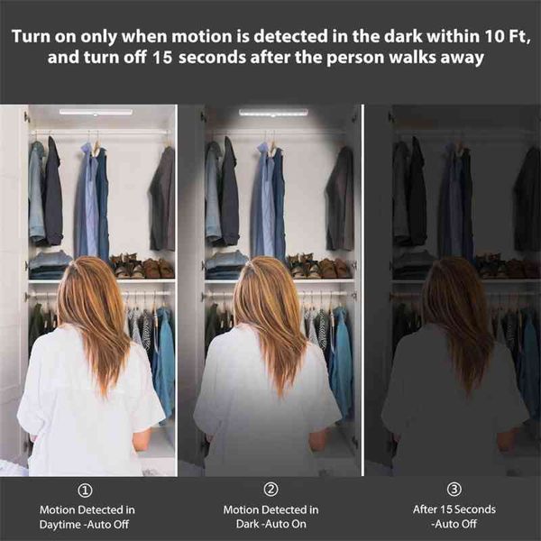 

6/10 leds battery operated wireless motion sensor closet magnetic under cabinet lights night lamp for kitchen stairs room