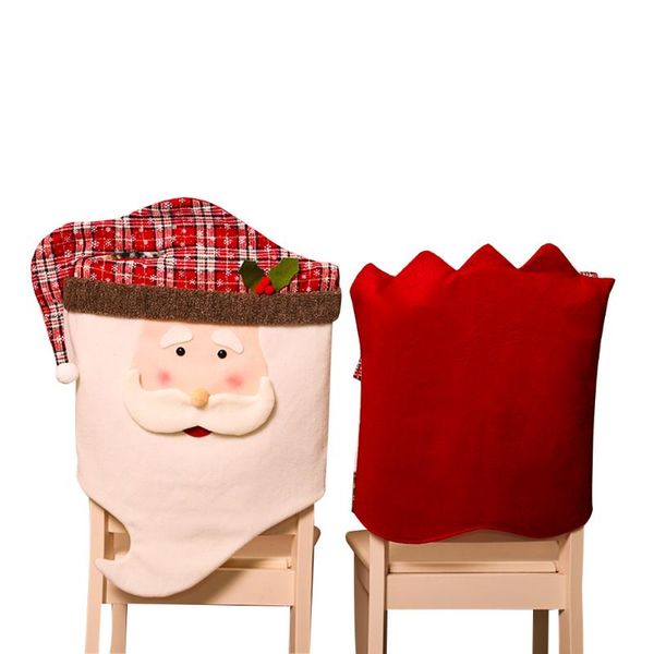 

chair covers christmas back cover cartoon snowflake plaid cute husband wife xmas festival party home wide usage decoration