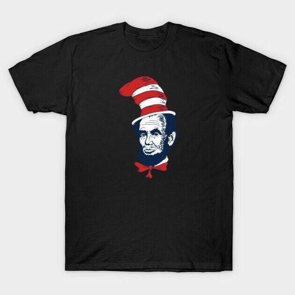 

the abe in the hat the cat washington parody political funny black t-shirt s-6xl, White;black