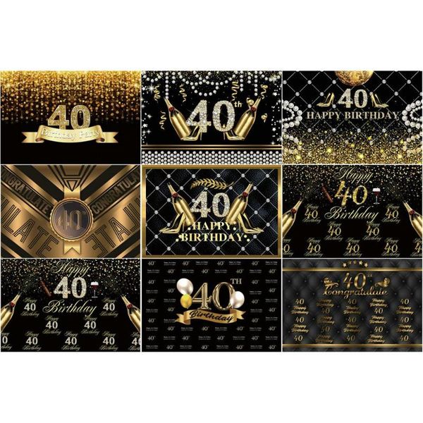 

party decoration happy 40th birthday backdrop champagne golden celebration backgrounds family decor po booth studio pography prop