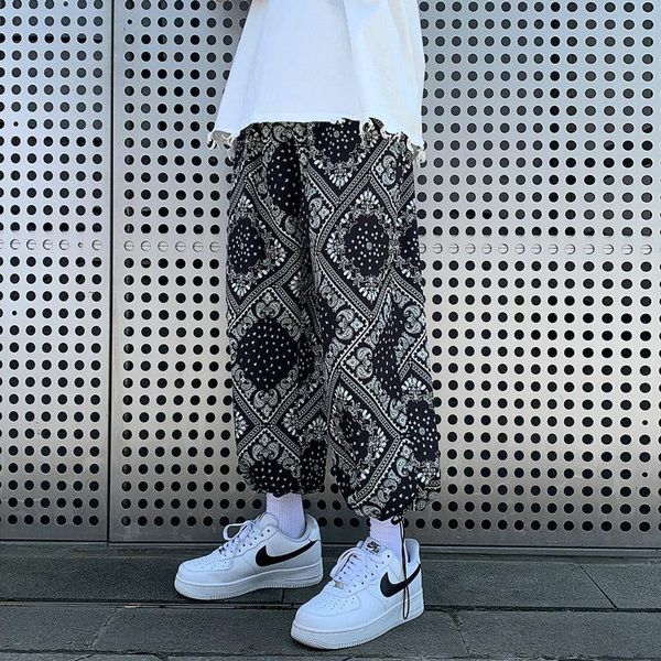 

men's pants streetwear men harem black pocket jogger elastic waist high 2021 fashion harajuku punk male trousers casual