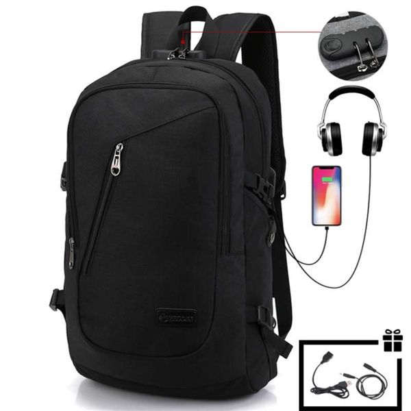 

nancy tino business casual travel computer backpack with usb charging oxford cloth anti-theft lock student school bag 210929
