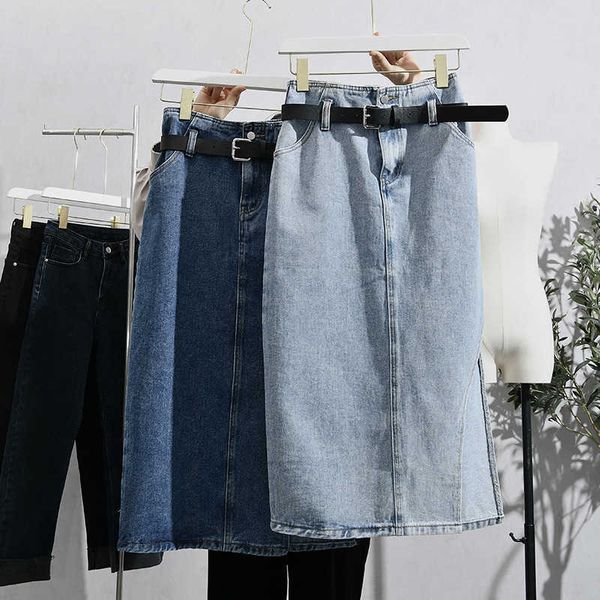 

spring 2021 and autumn side split denim skirt for women's slim dign, Black