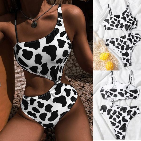 

women's swimwear print one piece bikini hollow bandage push up monokini swimsuit beach bathing suit maillot de bain femme, White;black