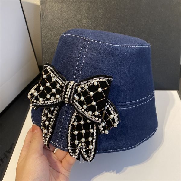 

autumn and winter 20 new bucket cap big bow cap for children zy, Blue;gray