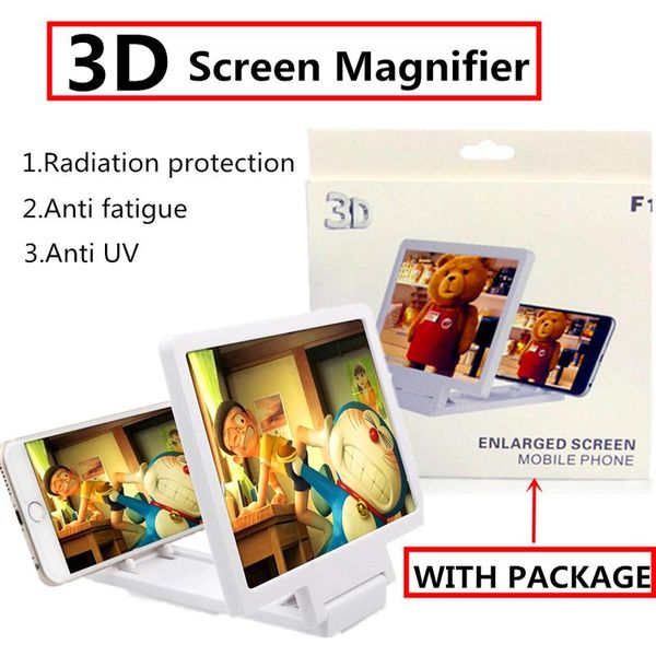 

100x dhl 3d mobile phones zoom magnifying glass folding cellphone screen hd magnifier for smartphone cell phone mounts & holders