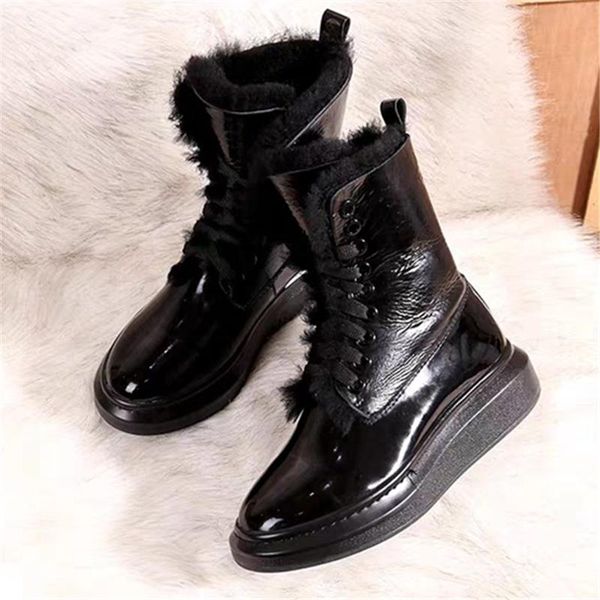 

boots enplei winter women snow fashion wool ankle warm shoes woman casual size 35-40, Black
