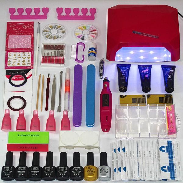 

nail art kits 36/48w kit uv led lamp curing & gel varnish polish base coat manicure tool 6 color set