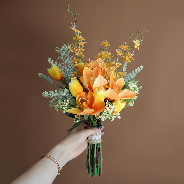 

decorative flowers & wreaths artifical home fall decor fake vase table pots handholding wedding decoration dried