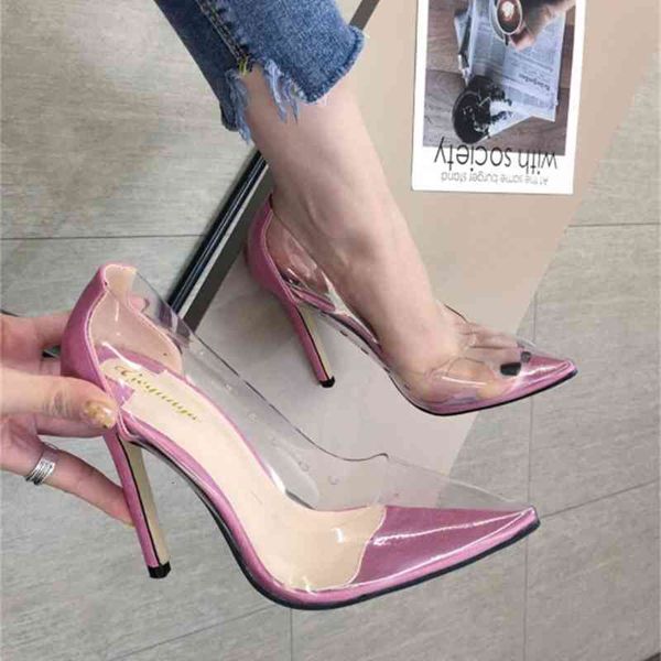 

shoe 2021 four seasons at transparent high heels, Black