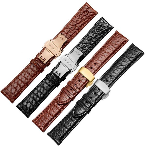 

watch bands double sided crocodile skin leather band for brand wrist straps 18mm 19mm 20mm 21mm 22mm men's bracelet, Black;brown