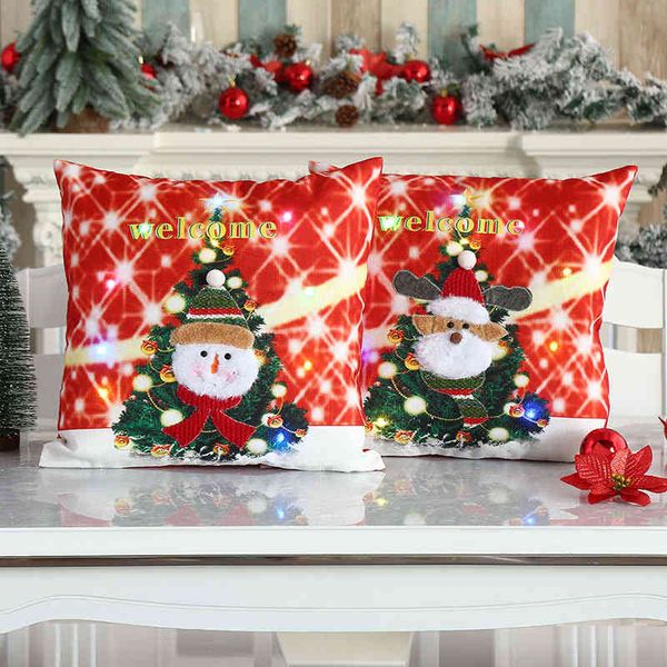

christmas new luminous pillow cover embroidered decoration decoration gift