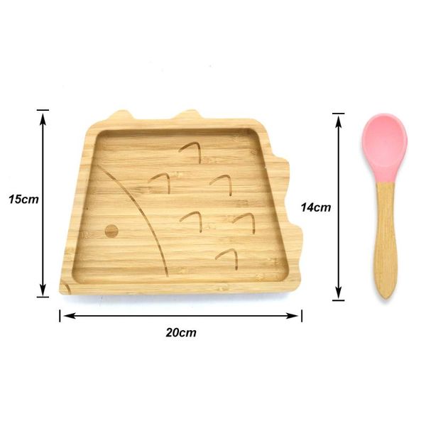

bowls hedgehog natural bamboo sucker ~ infant feeding plate with strong