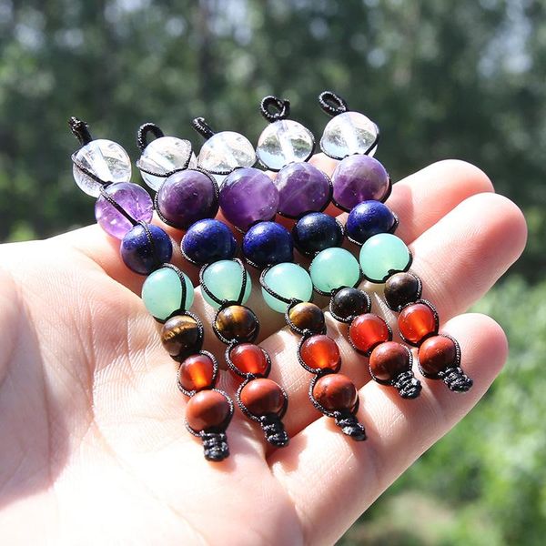 

decorative objects & figurines 7 chakra stone beads reiki healing crystals hanging ornament natural gemstones ball home car wall hanger indo
