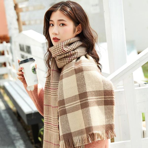 

scarves autumn and winter scarf women imitation cashmere ocean airflow ms. su neck students long warm shawl, Blue;gray
