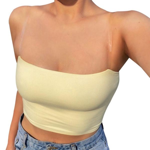 

women's tanks & camis women transparent shoulder strap sleeveless solid color holiday club party casual crop fashion slim fit tank, White