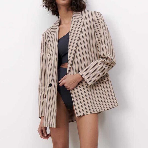 

za blazer office women suit jacket striped v-neck fashion simple young women coat casual street student 210601, White;black