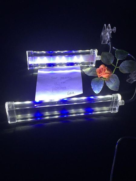 

bulbs crystal led aquarium clip lamp 8w / 10w, acrylic light, blue + white.