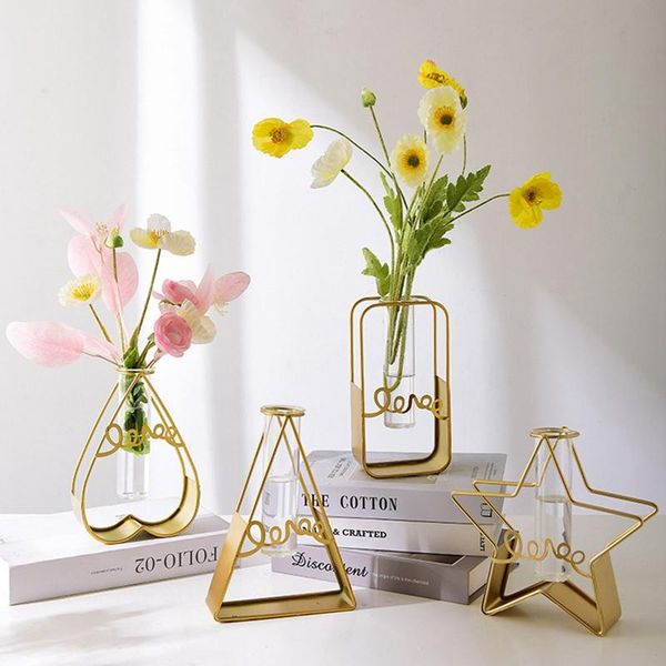 

vases creative wrought iron glass vase light luxury home decoration flower arrangement accessories