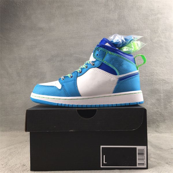 

jumpman 1 mid blue white basketball shoes mens 1s sports sneakers size ship with