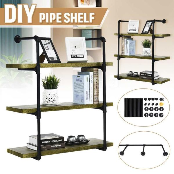 

2pcs 4 tier diy industrial retro bookshelf wall mounted storage shelves bracket iron pipe shelf for home decor kitchen kids room other