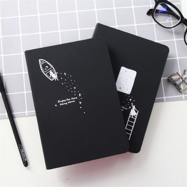 Jugal Black Star Notebook Ciltli Günlüğü DIY Boş Kağıt Kroki Kitap 96 Sayfalar Not Defteri Okul Ofis Arzı Papelaria 210611