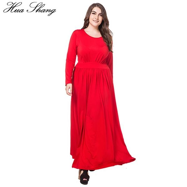 

casual dresses hua shang women autumn long sleeve dress high waist slim party red black 3xl 4xl plus size clothing, Black;gray