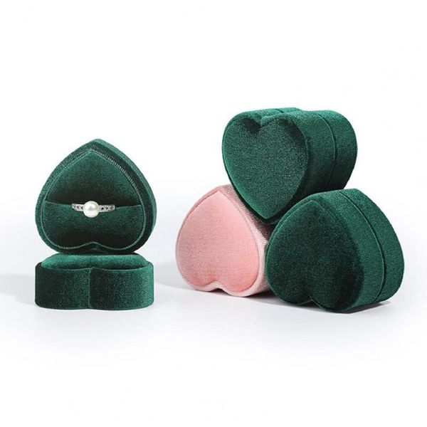 

jewelry pouches, bags pendant holder wrinkle-solid color box ring exquisite double rings case, Pink;blue