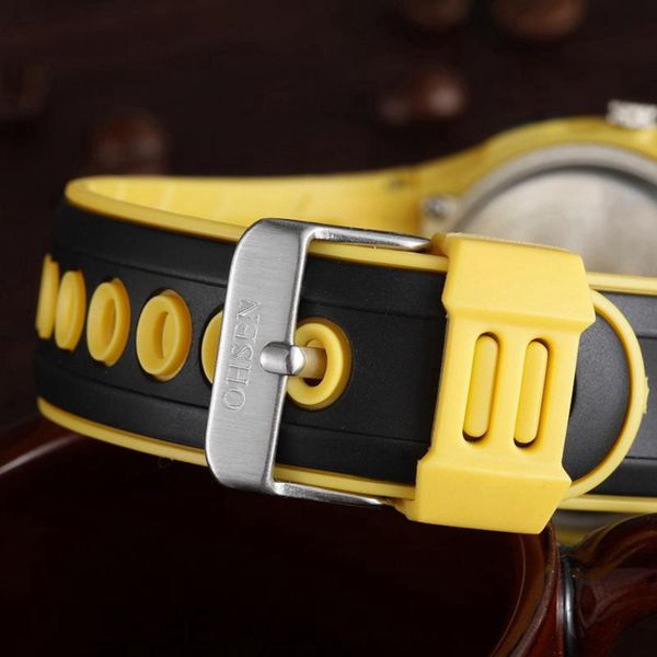 

watch bands ohsen ad1309 rubber band black white red blue yellow, Black;brown