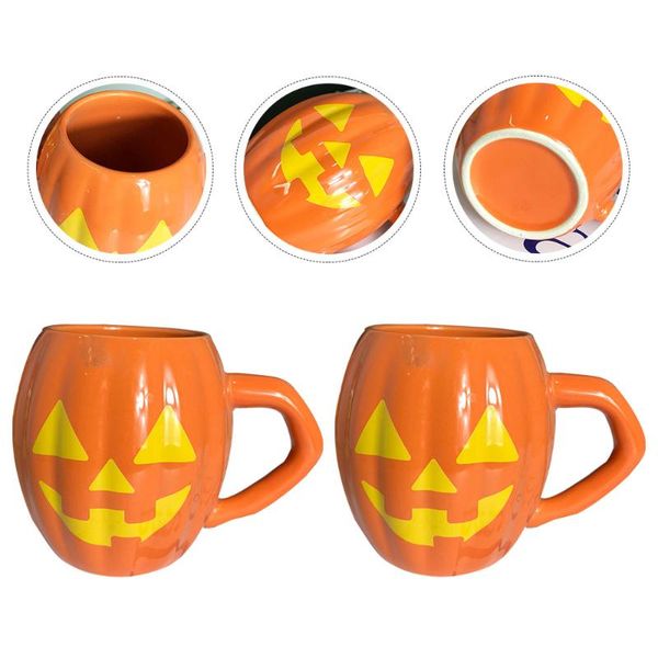 

mugs 2 pcs creative and funny pumpkins our ceramic for (orange)